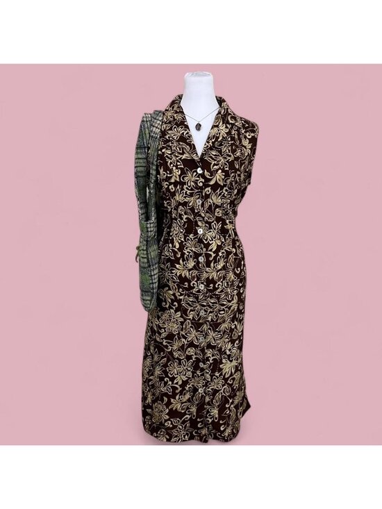 American Vintage Dresses & Skirts - 90s brown floral tropical beach summer whimsygoth mini dress